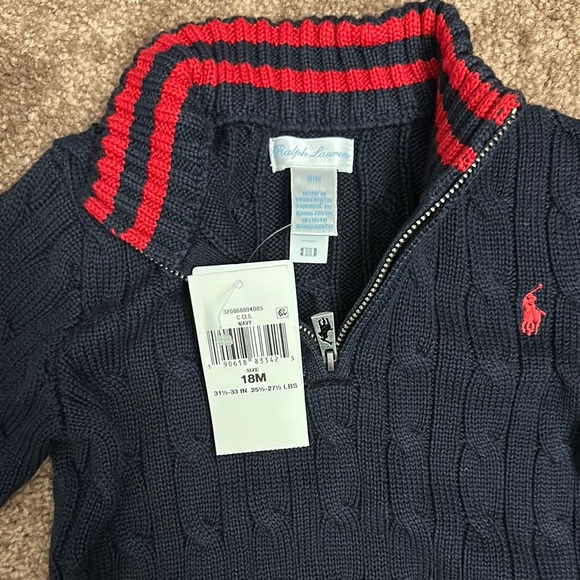 Ralph Lauren Toddler Dark Blue Cable Knit Pullover - Picture 2 of 2